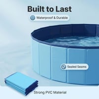Shengou skladací bazén pre psov, priemer 160 cm, výška 30 cm, s výpustným ventilom, modrý, protišmykový PVC materiál, rýchle vypúšťanie, bez potreby čerpadla 4