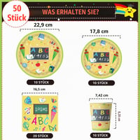 Set de petrecere pentru începerea școlii Shengruili, 50 piese, cu farfurii, pahare și șervețele, decor de masă pentru 10 persoane pentru festivități școlare 2