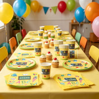 Set de petrecere pentru începerea școlii Shengruili, 50 piese, cu farfurii, pahare și șervețele, decor de masă pentru 10 persoane pentru festivități școlare 5