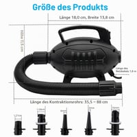 Shengruili 600W elektrická vzduchová pumpa, prenosné čerpadlo na nafukovacie matrace, kolesá, člny, vákuové vrecia a kempovanie 2