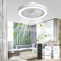 Stropný ventilátor Shengruili s LED svetlom, 6 rýchlostí, diaľkové ovládanie, nastaviteľné biele svetlo, tichý osvetlený ventilátor do spálne 1