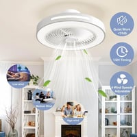 Stropný ventilátor Shengruili s LED svetlom, 6 rýchlostí, diaľkové ovládanie, nastaviteľné biele svetlo, tichý osvetlený ventilátor do spálne 4