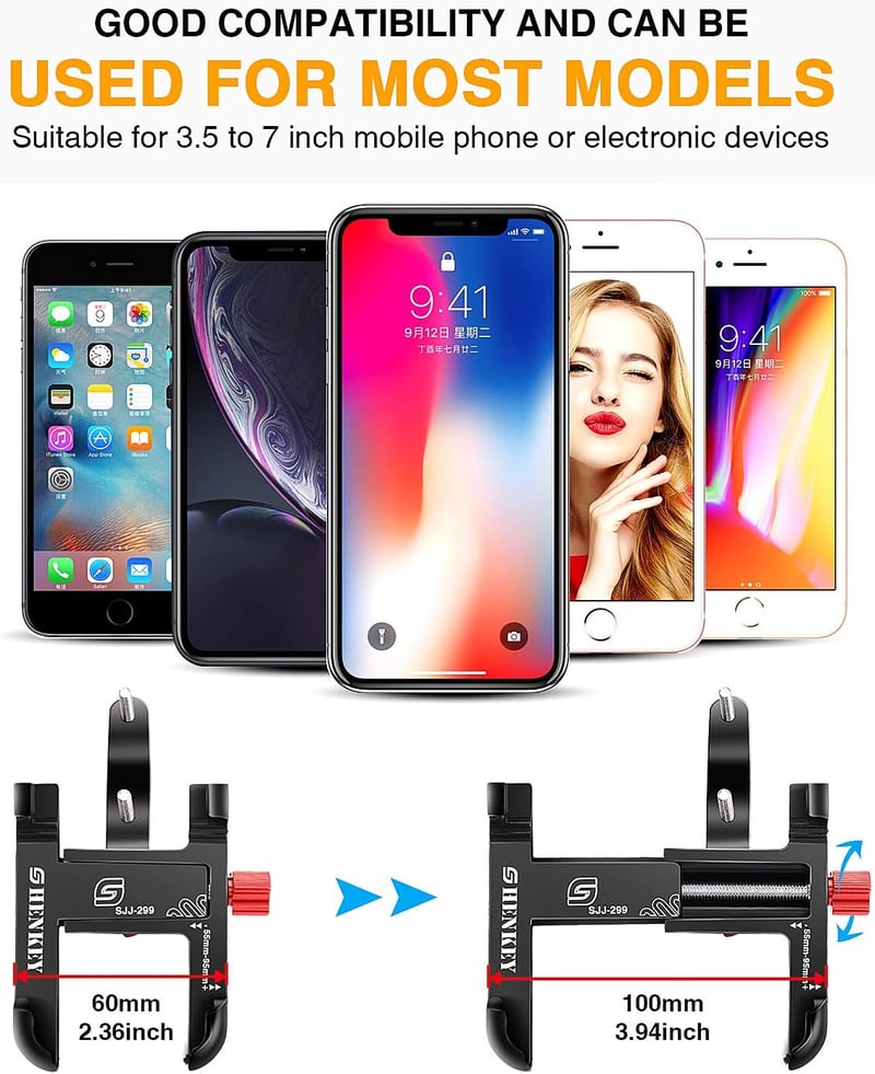 SHENKEY 360° Forgatható Alumínium Telefontartó Kerékpárhoz Motorkerékpárhoz iPhone Samsung