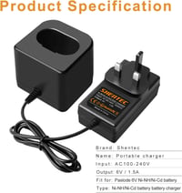 Shentec 6V töltő Paslode 404717 B20544E 900400 900420 900600 901000 902000 akkumulátorhoz 2