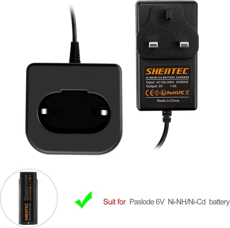 Shentec 6V töltő Paslode 404717 B20544E 900400 900420 900600 901000 902000 akkumulátorhoz