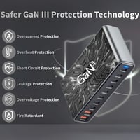 Shenzhen Jiuzhou 800W GaN III USB-C Töltőállomás 10 Portos, Dupla 140W PD PPS HUB Laptophoz, MacBook Pro Air iPad iPhone Galaxy Dell HP Kész 4
