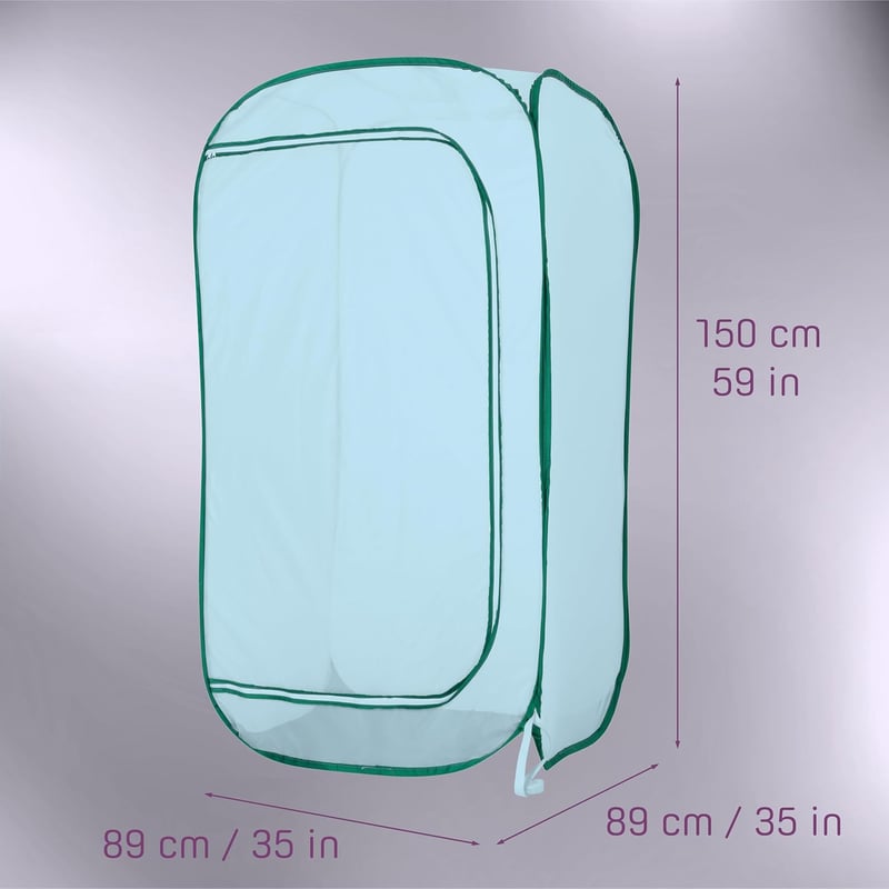 Sherfire zöld-fehér 150 cm nagy hálós növénynevelő sátor Pop Up, összecsukható takaró gyümölcs zöldség virág gyógynövényekhez, kesztyűvel