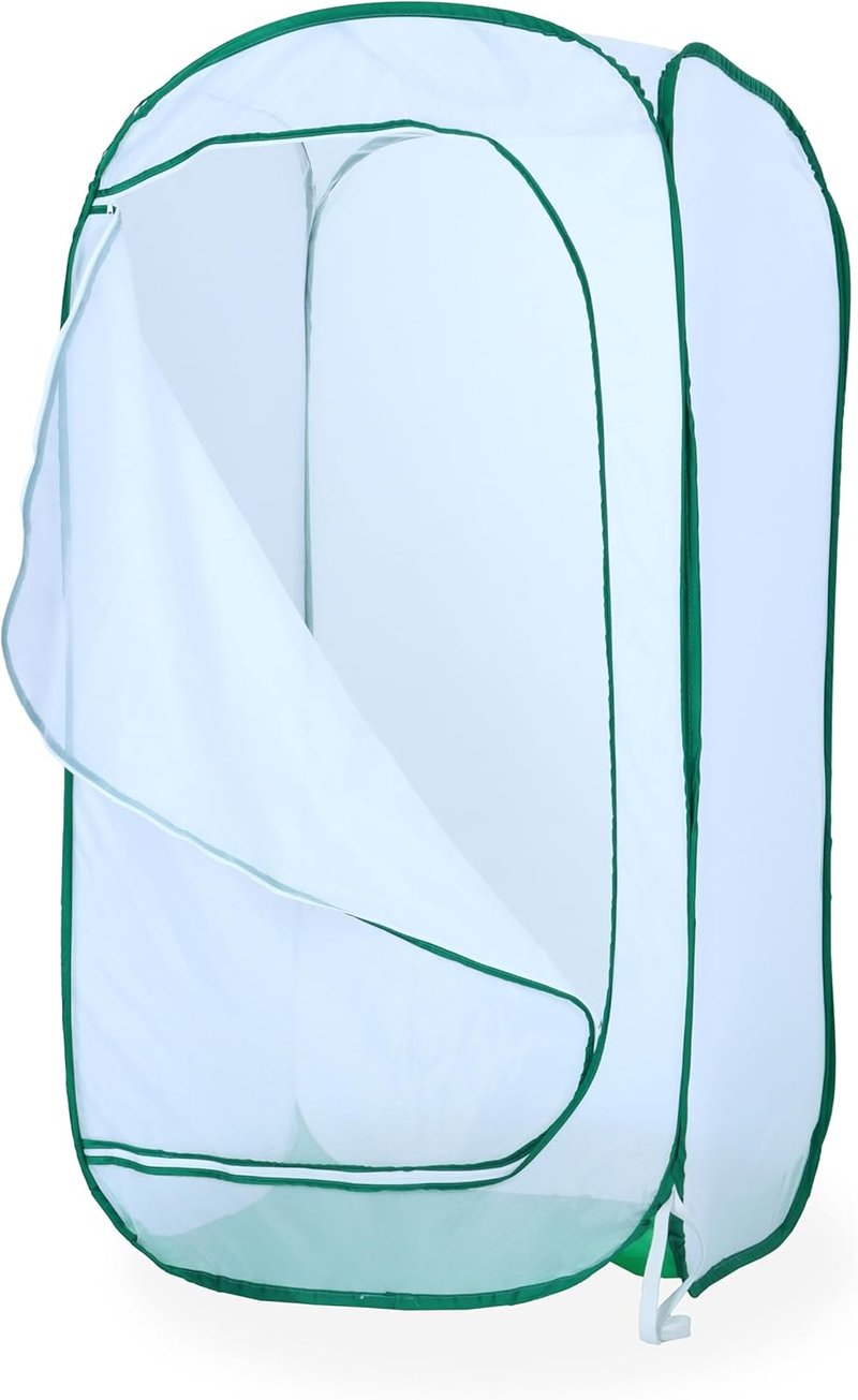 Sherfire zöld-fehér 150 cm nagy hálós növénynevelő sátor Pop Up, összecsukható takaró gyümölcs zöldség virág gyógynövényekhez, kesztyűvel
