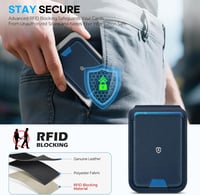 Portofel magnetic SHIELDON MagSafe cu suport, din piele naturală, cu protecție RFID și fereastră pentru ID, pentru iPhone 12-17 Pro Pro Max Plus, albastru marin 6