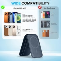 Portofel magnetic SHIELDON MagSafe cu suport, din piele naturală, cu protecție RFID și fereastră pentru ID, pentru iPhone 12-17 Pro Pro Max Plus, albastru marin 9