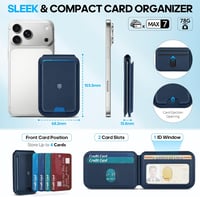 Portofel magnetic SHIELDON MagSafe cu suport, din piele naturală, cu protecție RFID și fereastră pentru ID, pentru iPhone 12-17 Pro Pro Max Plus, albastru marin 3