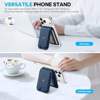 Portofel magnetic SHIELDON MagSafe cu suport, din piele naturală, cu protecție RFID și fereastră pentru ID, pentru iPhone 12-17 Pro Pro Max Plus, albastru marin 4