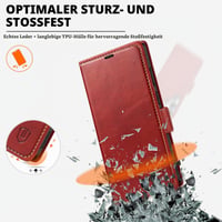 SHIELDON Puzdro s výklopným krytom z pravej kože pre Samsung Galaxy S26 Ultra 5G 6,9" – retro červené, priehradka na karty, ochrana RFID, stojan, magnetické zatváranie 6