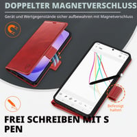 SHIELDON Puzdro s výklopným krytom z pravej kože pre Samsung Galaxy S26 Ultra 5G 6,9" – retro červené, priehradka na karty, ochrana RFID, stojan, magnetické zatváranie 7