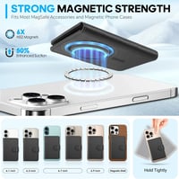 Husă portofel magnetică SHIELDON din piele naturală, cu suport de card detașabil și protecție RFID pentru iPhone 17 16 15 14 13 12, negru 4