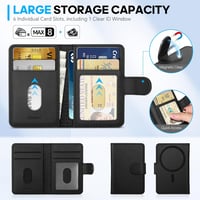 Husă portofel magnetică SHIELDON din piele naturală, cu suport de card detașabil și protecție RFID pentru iPhone 17 16 15 14 13 12, negru 3