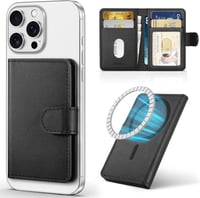 Husă portofel magnetică SHIELDON din piele naturală, cu suport de card detașabil și protecție RFID pentru iPhone 17 16 15 14 13 12, negru 1