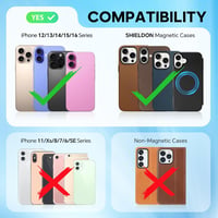 Husă portofel magnetică SHIELDON din piele naturală, cu suport de card detașabil și protecție RFID pentru iPhone 17 16 15 14 13 12, negru 8
