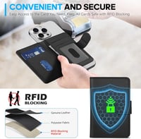 Husă portofel magnetică SHIELDON din piele naturală, cu suport de card detașabil și protecție RFID pentru iPhone 17 16 15 14 13 12, negru 5