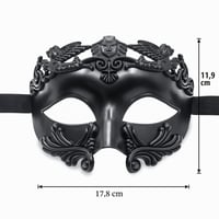 SHIFANQI Benátska maska pre mužov, čierno-zlatá retro maska na karneval, Halloween, maškarný ples, cosplay, priedušná a nastaviteľná 3