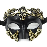 SHIFANQI Benátska maska pre mužov, čierno-zlatá retro maska na karneval, Halloween, maškarný ples, cosplay, priedušná a nastaviteľná 1