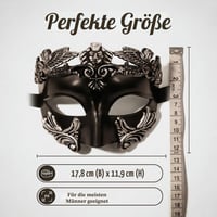 SHIFANQI Benátska maska pre mužov, čierno-strieborná retro maska na karneval, Halloween, maškarný ples, cosplay, priedušná a nastaviteľná 5