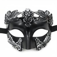 SHIFANQI Benátska maska pre mužov, čierno-strieborná retro maska na karneval, Halloween, maškarný ples, cosplay, priedušná a nastaviteľná 1