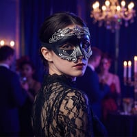 SHIFANQI Benátska maska pre mužov, čierno-strieborná retro maska na karneval, Halloween, maškarný ples, cosplay, priedušná a nastaviteľná 3
