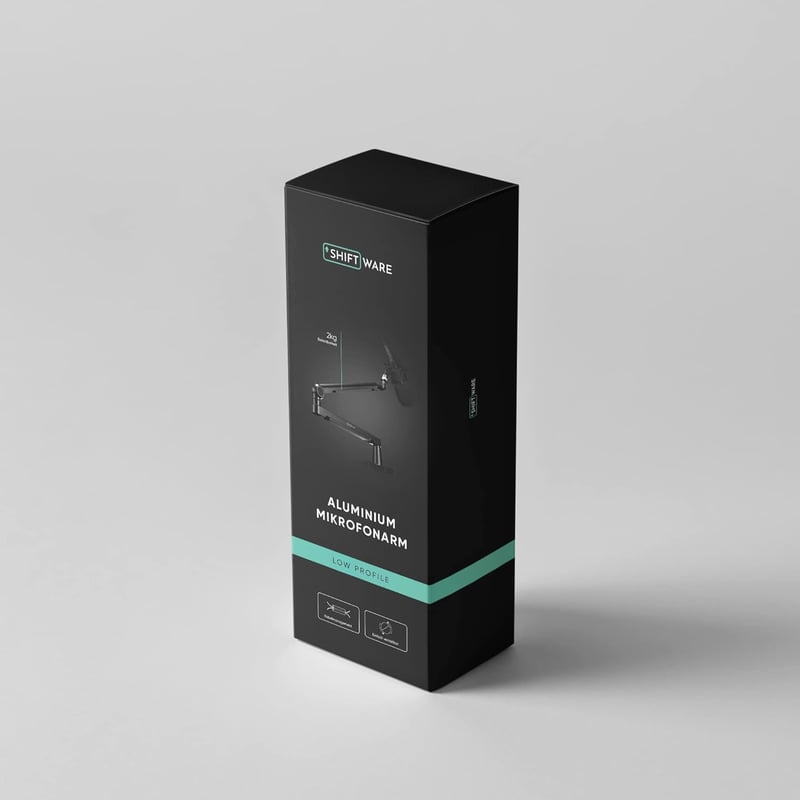 Shiftware Alacsony Profilú Mikrofon Kar - Professzionális Fekete Asztali Állvány 2kg Teherbírással, Rejtett Kábelcsatornával, Gamer, Streame