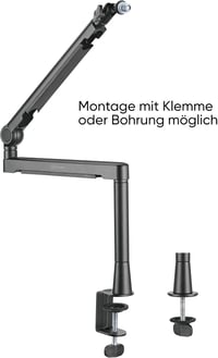 Shiftware Alacsony Profilú Mikrofon Kar - Professzionális Fekete Asztali Állvány 2kg Teherbírással, Rejtett Kábelcsatornával, Gamer, Streame 3