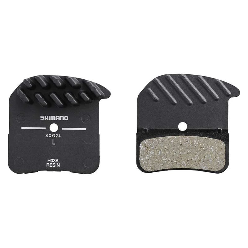 Plăcuțe de frână Shimano H03A-RF cu radiator, rășină, spate, negru, pereche - cu arc din aliaj