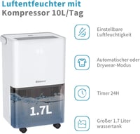 Shinco elektromos páramentesítő aktívszén-szűrővel, 10 l/nap, 45 m³ 3