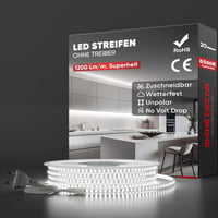 Shine Decor 20m LED szalag 220V IP65 vízálló 120LED/m hideg fehér konyha kert 1