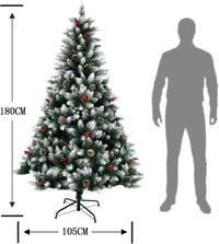 shine future Műfenyő 180 cm Havas Tobozokkal, Tűzálló Karácsonyfa Gyors Összecsukható Rendszerrel, Fém Állvánnyal, 930 Ággal 9