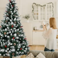 shine future Műfenyő 180 cm Havas Tobozokkal, Tűzálló Karácsonyfa Gyors Összecsukható Rendszerrel, Fém Állvánnyal, 930 Ággal 3