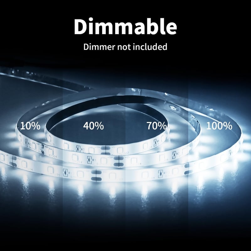 ShineBurky 12V LED szalag 5m hideg fehér vízálló öntapadós szalag