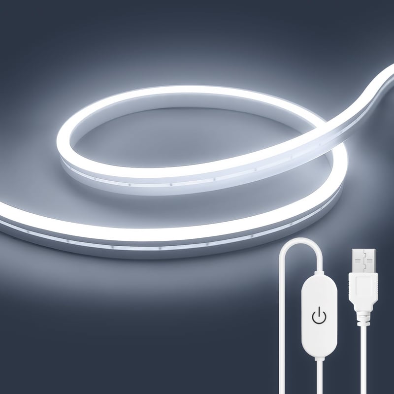 ShineBurky 2m Neon LED szalag hideg fehér USB IP67 dimmerrel konyha dekoráció