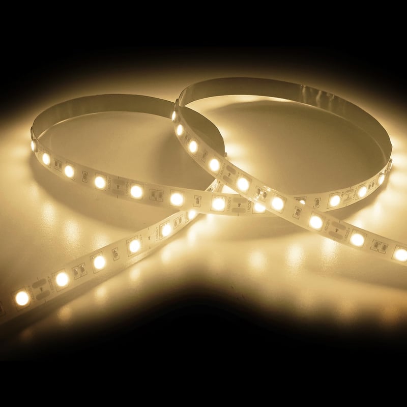 ShineBurky LED szalag 5m meleg fehér 12V 300 LED SMD5050 öntapadós flexibilis konyha TV dekoráció