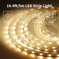 ShineBurky LED szalag 5m meleg fehér 12V 300 LED SMD5050 öntapadós flexibilis konyha TV dekoráció 2