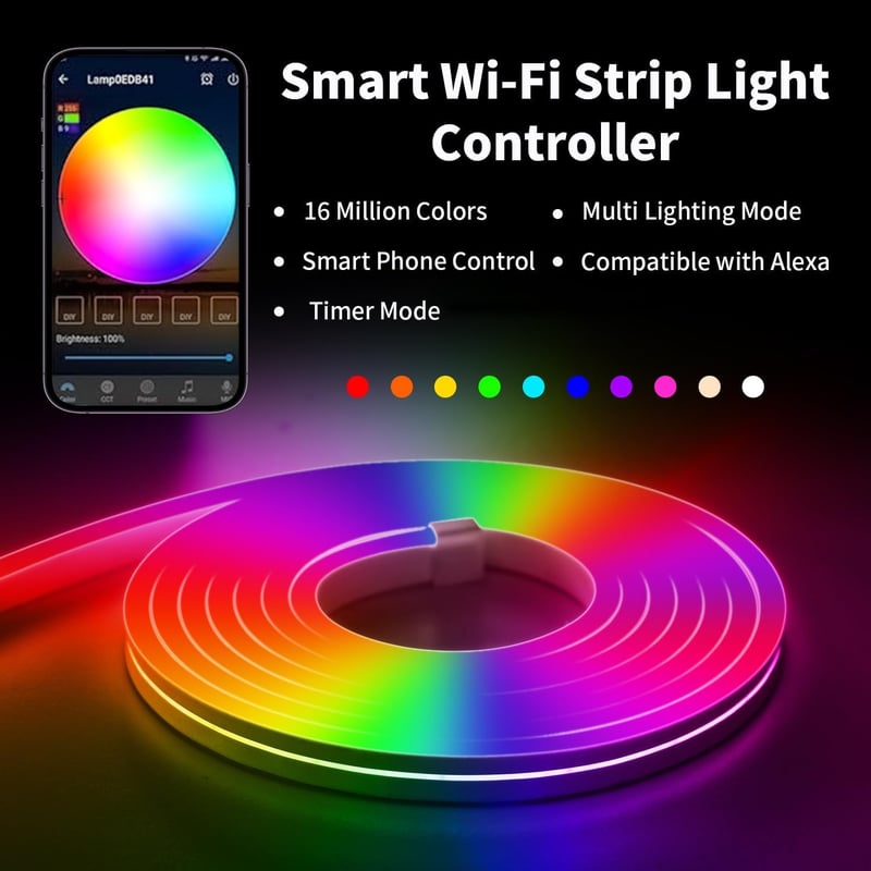 ShineBurky Smart LED szalag WiFi vezérlő RGB távirányítóval Alexa Google kompatibilis