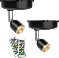 Shineled Beltéri LED Spotlámpa - Elemes Fali Világítás 4 Fényerőszinttel, Időzítővel, 4000K Meleg Fehér Fénnyel, Távirányítóval, 2 db Fekete 1