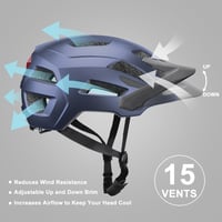 Shineled Kerékpáros Bukósisak Felnőtteknek USB-s LED Világítással - Állítható Napellenzős M-es Méretű Sisak Férfiaknak és Nőknek, Kék 4