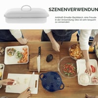 SHINEOFI Emajlirani lim za pečenje s poklopcem 12,20 x 7,87 inča, vatrostalna posuda za pečenje, višenamjenska posuda za pećnicu za kuhinju i restoran 3