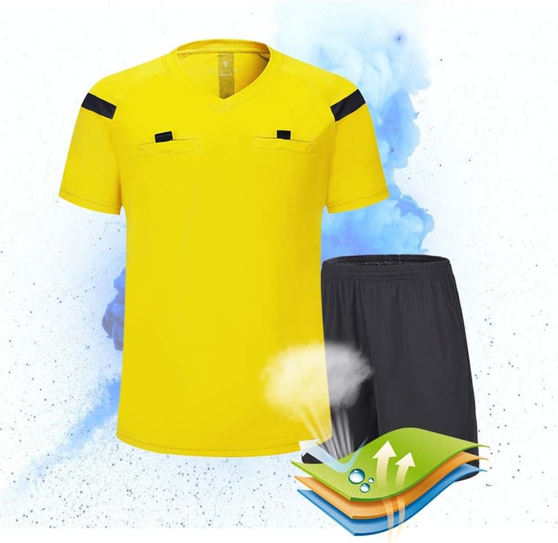 SHINESTONE férfi futball-sárga bíró mez rövid ujjú