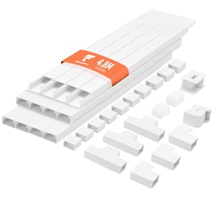 shinfly kabelski kanal, bijeli, samoljepljivi kanal za kabele za zid, za TV, 30x15 mm, 0,4 m x 12 kom., ukupno 4,8 m, vodilica za kabele