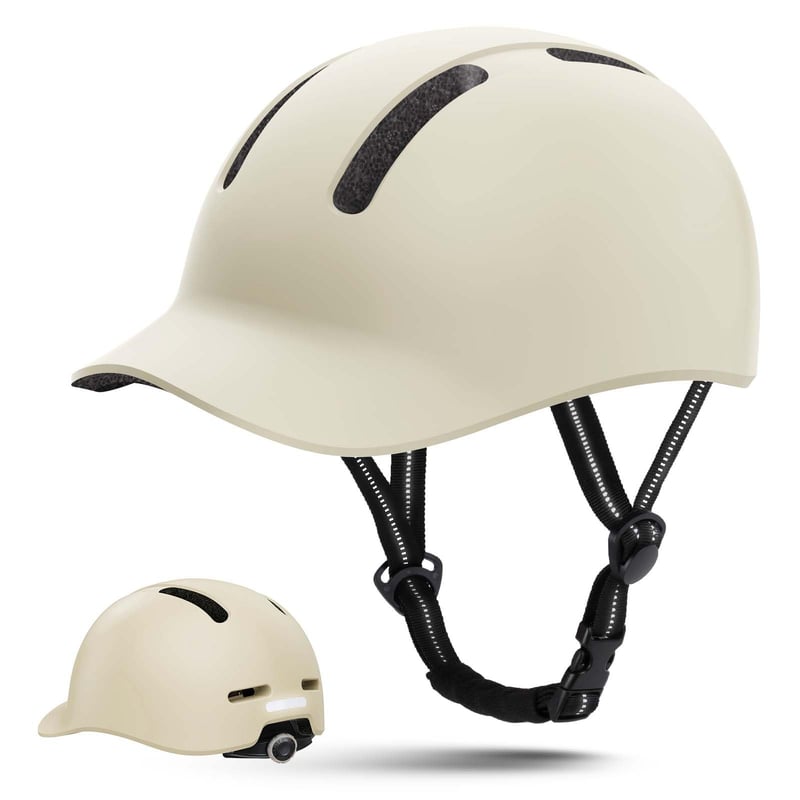 Cască de ciclism Shinmax cu vizieră și protecție solară, ușoară și ventilată, albă, mărimea M (54-58 cm), pentru bărbați și femei, potrivită pentru ciclism urban și pe șosea