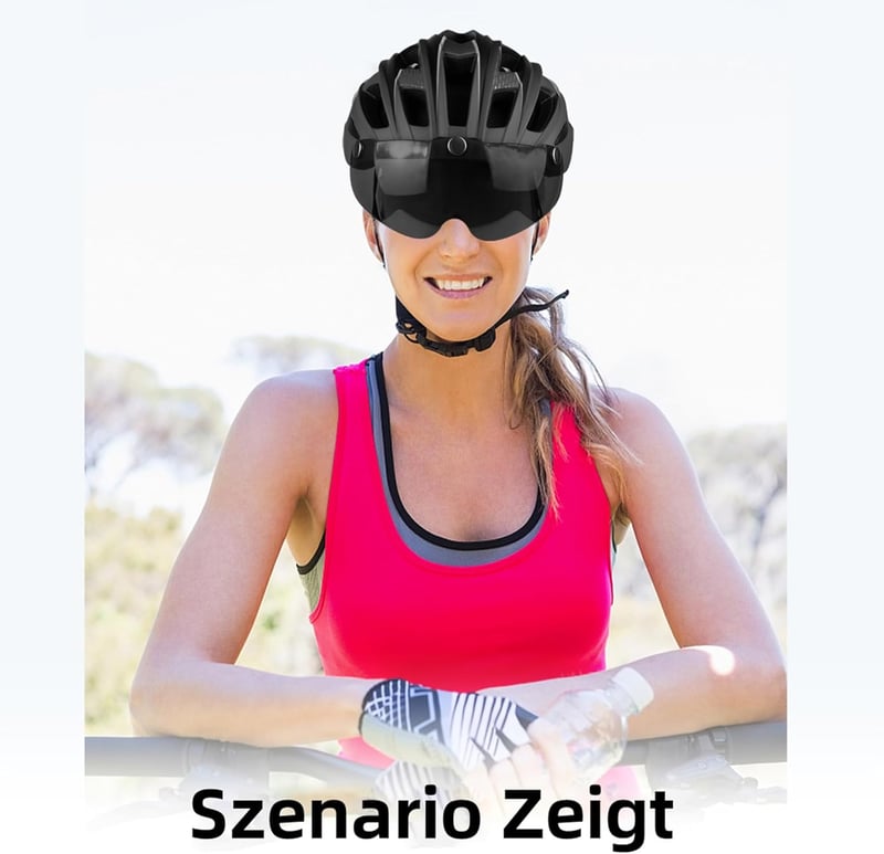 Shinmax LED-es kerékpáros sisak mágneses lecsatolható napellenzővel