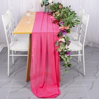 ShinyBeauty Rózsaszín Chiffon Asztali Futó 29x120cm Esküvői Dekoráció 1