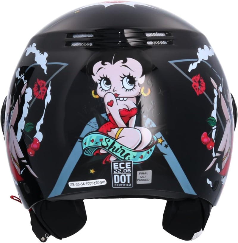 Shiro La Betty Jet Motoros Sisak ECE Jóváhagyott Fekete XS 53/54
