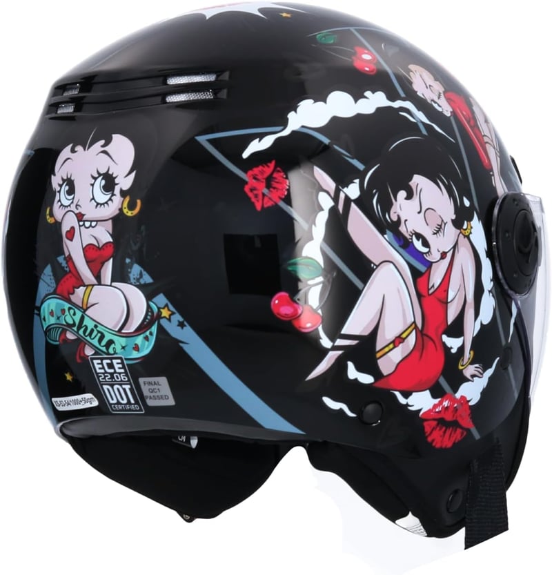 Shiro La Betty Jet Motoros Sisak ECE Jóváhagyott Fekete XS 53/54